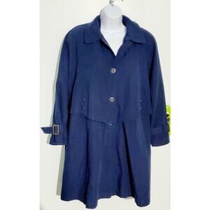Misty Harbor Womens Navy Blue Lined Trench Coat Size 12P Nautical Classic Preppy